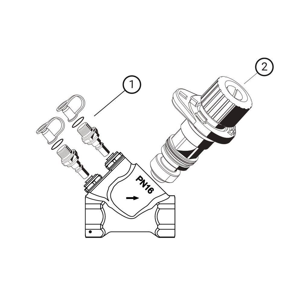Resideo Strang- und Absperrventil Kombi-2-Pl, R 2", Kvs 41.5-2