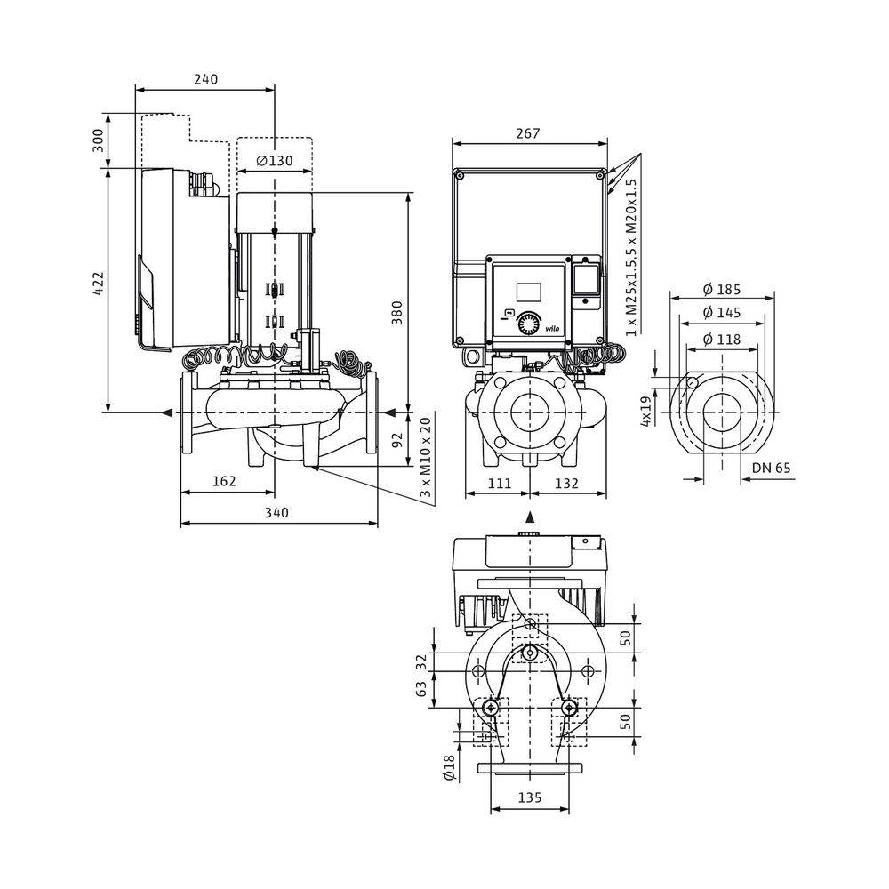 Wilo Yonos GIGA2.0-I Trockenläufer-Hocheffizienz-Einzelpumpe 65/1-14/2,2-R1, 400V, DN 65, PN 16, 2,2kW-1