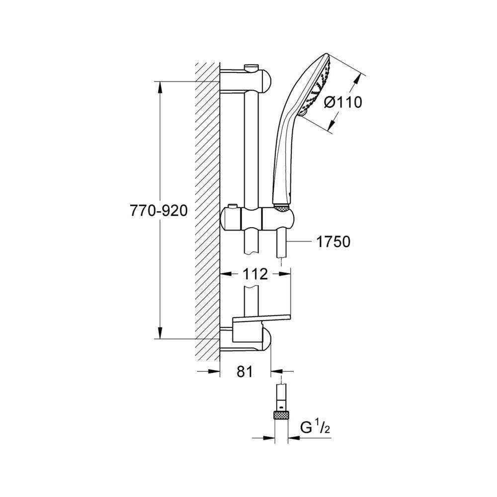 Grohe Euphoria 110 Duo Brausestangenset, Brausestange 900mm, 2 Strahlarten, mit Seifenschale, Chrom, 27225001-2