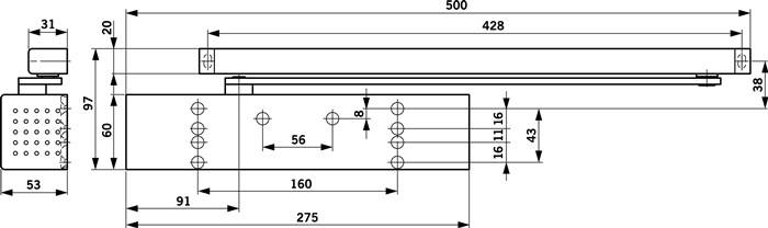 Gleitschienentürschließer TS 93 B Basic Normalmont.Bands.silber EN 2-5-1