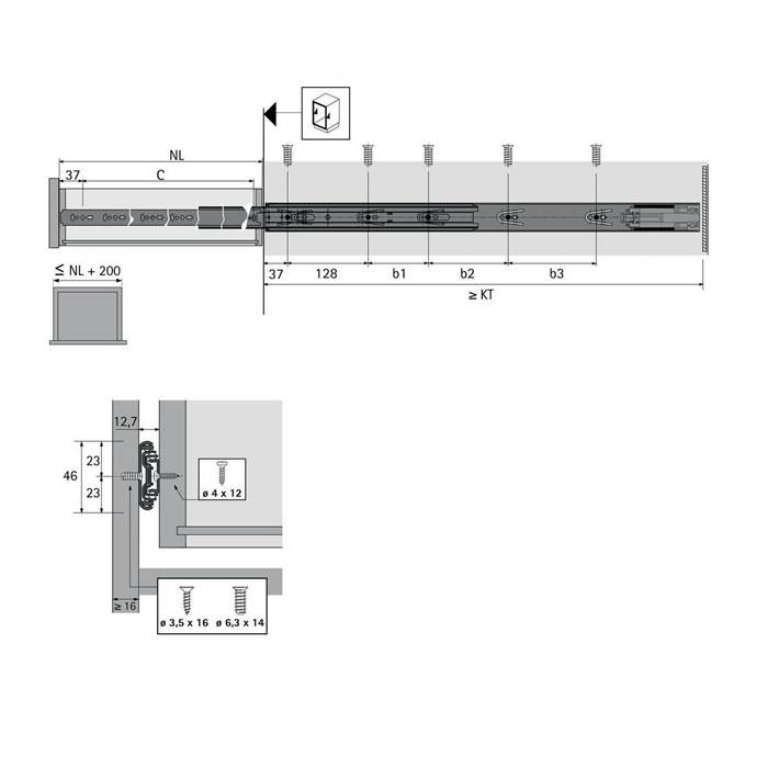 Hettich Kugelauszug Nennlänge 400 mm 35 kg-8