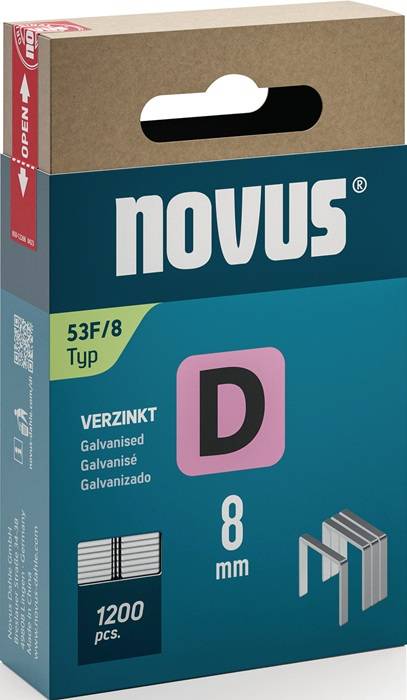Flachdrahtklammer D Typ 53 F B11,3xL8mm Draht-B.1,25mm 1200 St.NOVUS-0