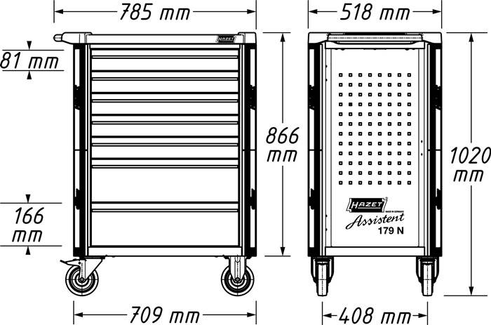 Wkz.wagen 179NX-7/137 B785xT518xH1020mm 450kg 7 Schubl.137-tlg.Stahlbl.HAZET-2