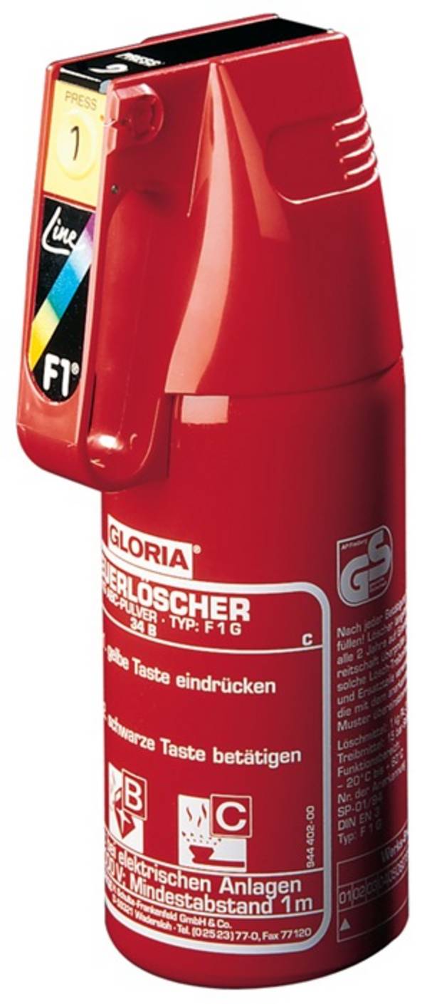 KFZ-Pulverfeuerlöscher 2kg m.Dauerdruck Brandkl.13 A 89 B C o.Manom.+Halt.GLORIA