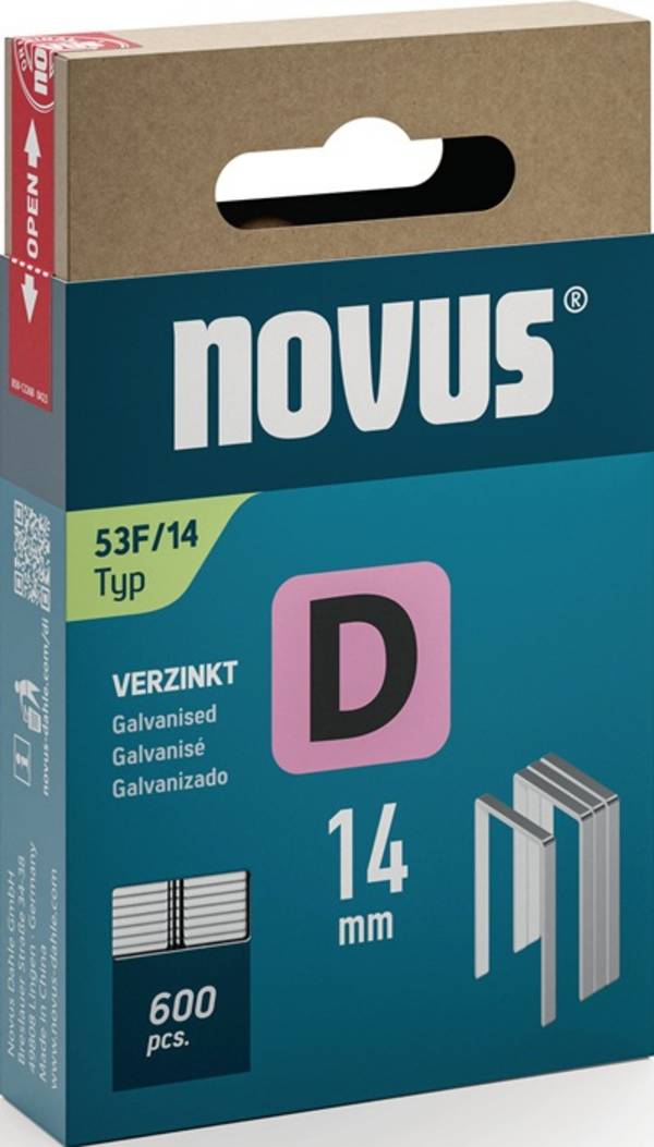 Flachdrahtklammer D Typ 53 F B11,3xL14mm Draht-B.1,25mm 600 St.NOVUS
