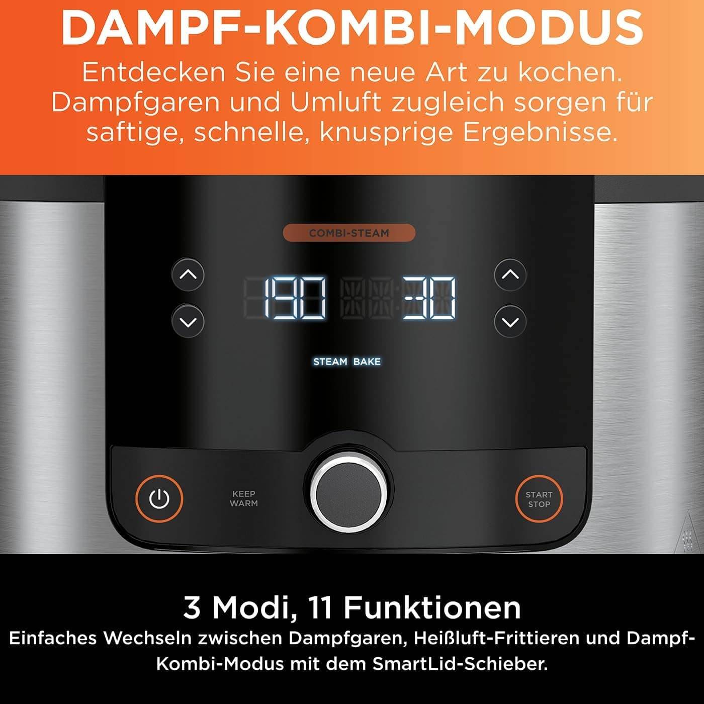 Ninja Foodi 11-in-1 SmartLid Multikocher OL550EU, silber/schwarz-3