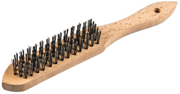 12 Stück Handbürste BH 600 Drahtbürste Standard mit Holzkörper 3 Reihen 0,35mm Stahldraht