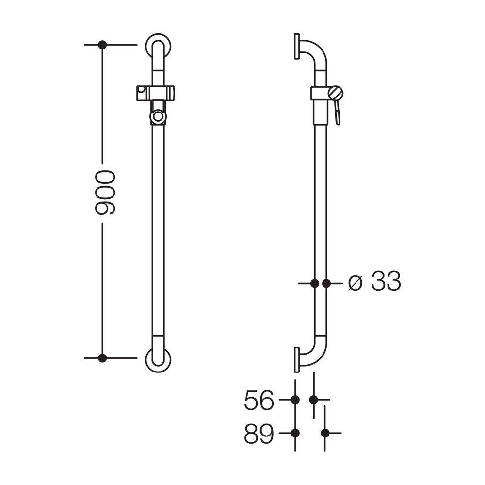 HEWI Brausehalterstange Serie 801 900mm mit Brausehalter reinweiß/koralle-1