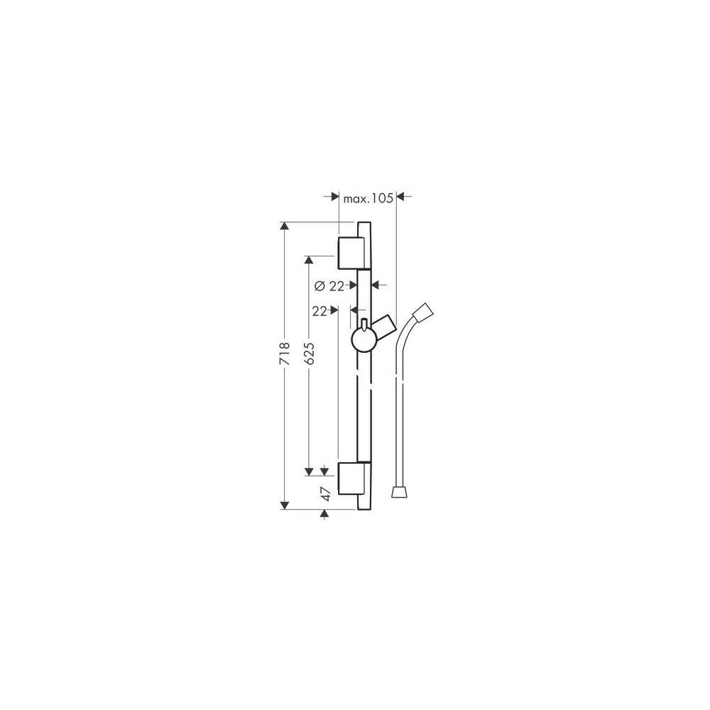 Hansgrohe Unica Brausestange S Puro 65cm, Isiflex Brauseschlauch 160cm, Polished Gold Optic-3