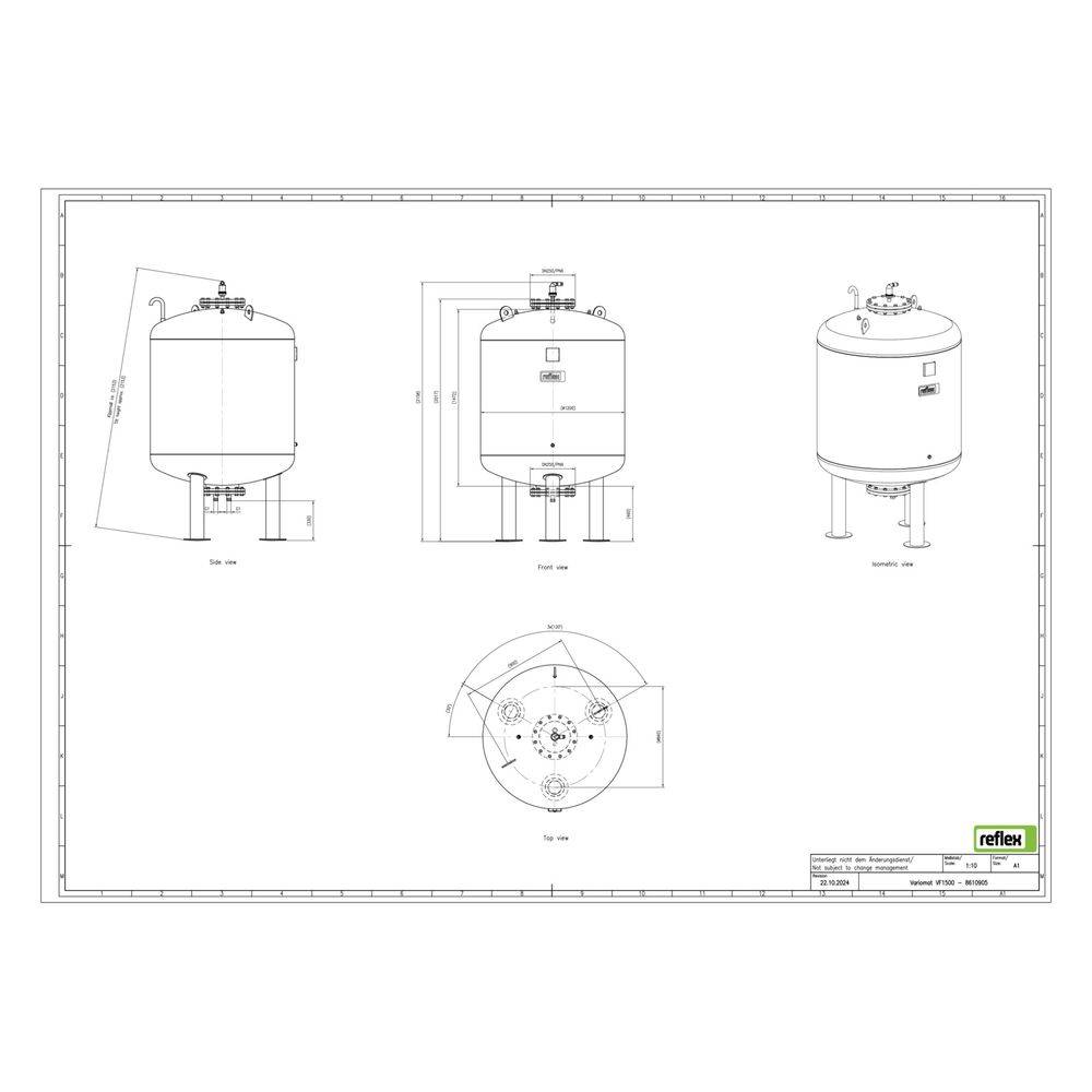 Reflex Variomat VF 1500 Ausdehnungsgefäß MAG, Nennvolumen 1500l, Vollmembran, Grau-2