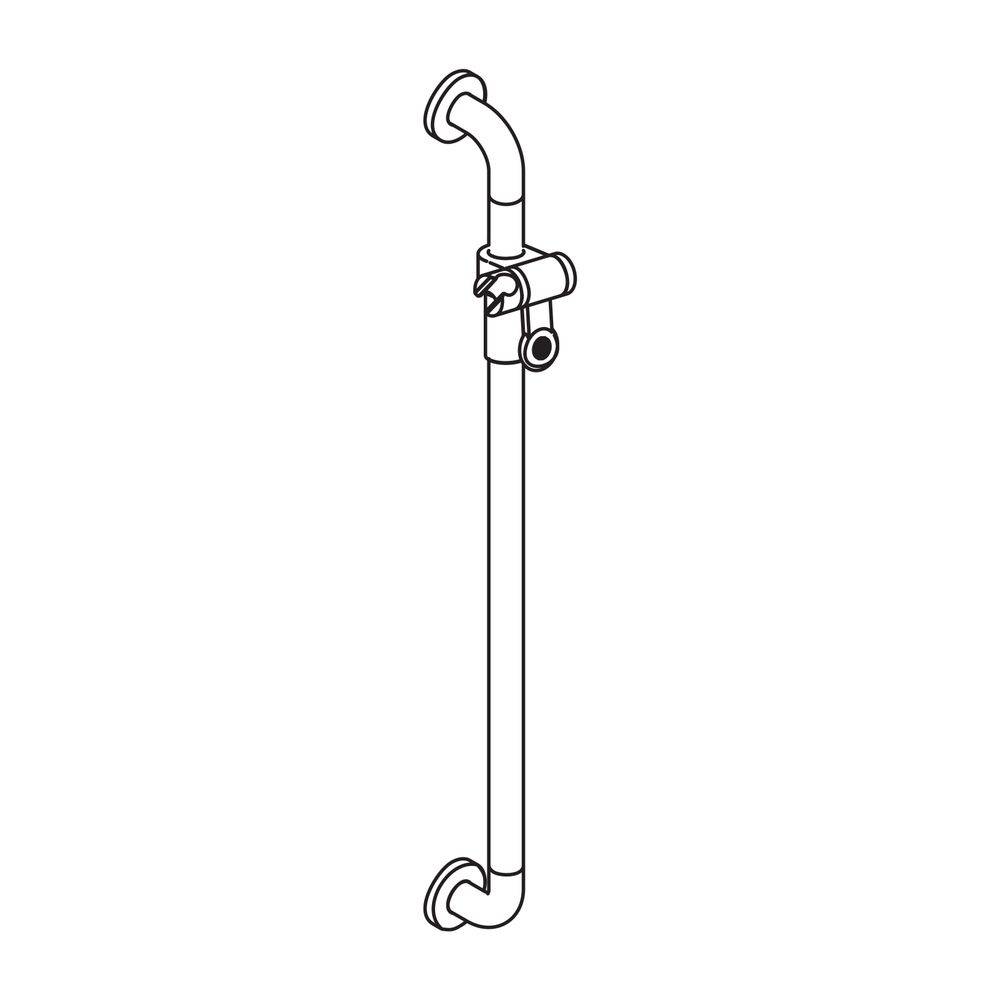 HEWI Brausehalterstange Serie 477 800mm, reinweiß mit Brausehalter und Befestigung-2