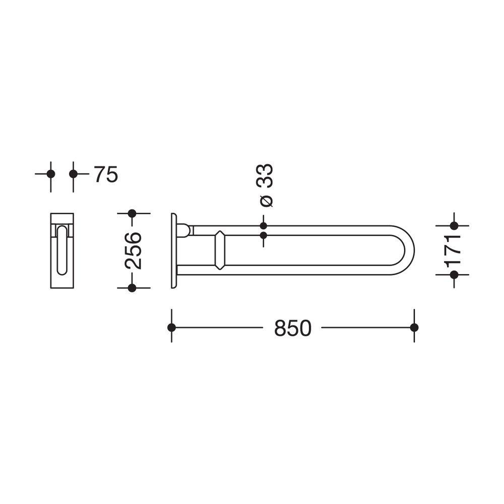 HEWI Stützklappgriff Serie 805 Edelstahl, L 850mm-1