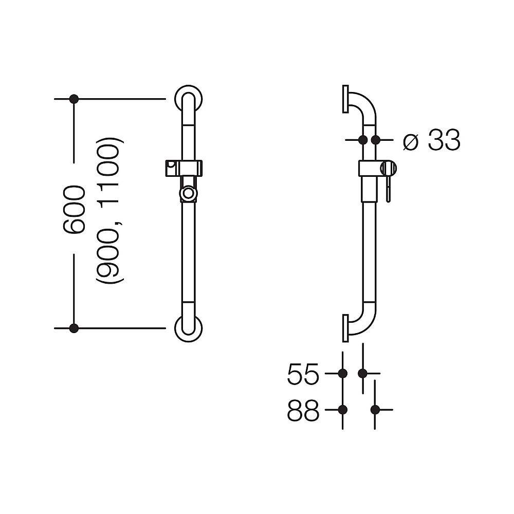 HEWI Brausehalterstange Serie 801 900 mm mit Brausehalter anthrazitgrau-1
