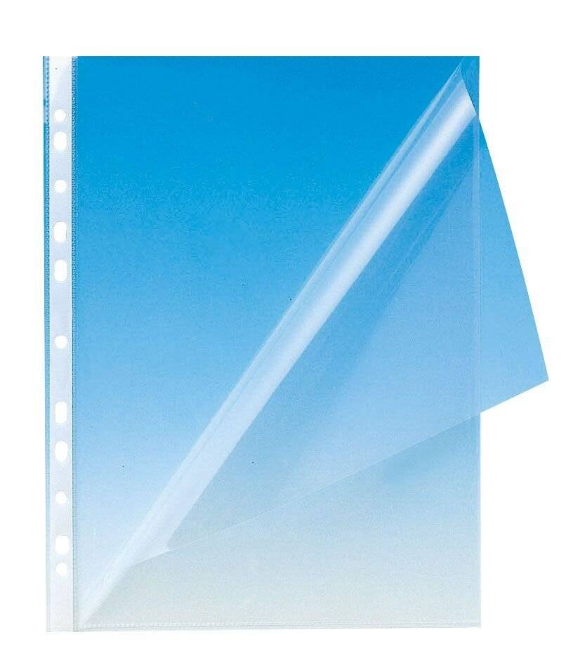 Prospekthüllen mit Lochrandverstärkung - oben und links offen glasklar 0,15 mm A.-1