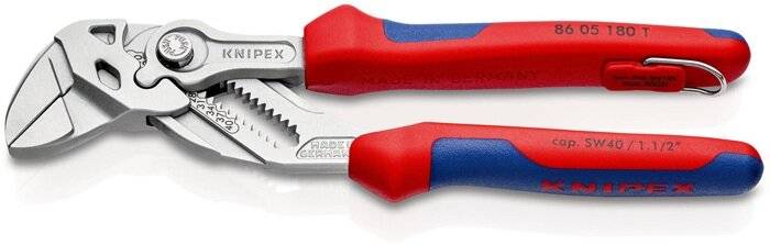 Zangenschlüssel L.180mm Spann-W.40mm verchr.Mehrkomp.-Hülle m.Öse KNIPEX-5