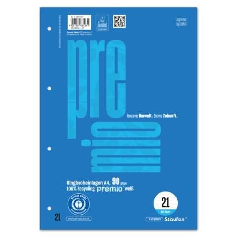 Ringbucheinlage A4 90g/m² 50Blatt 9mm liniert blau PREMIO