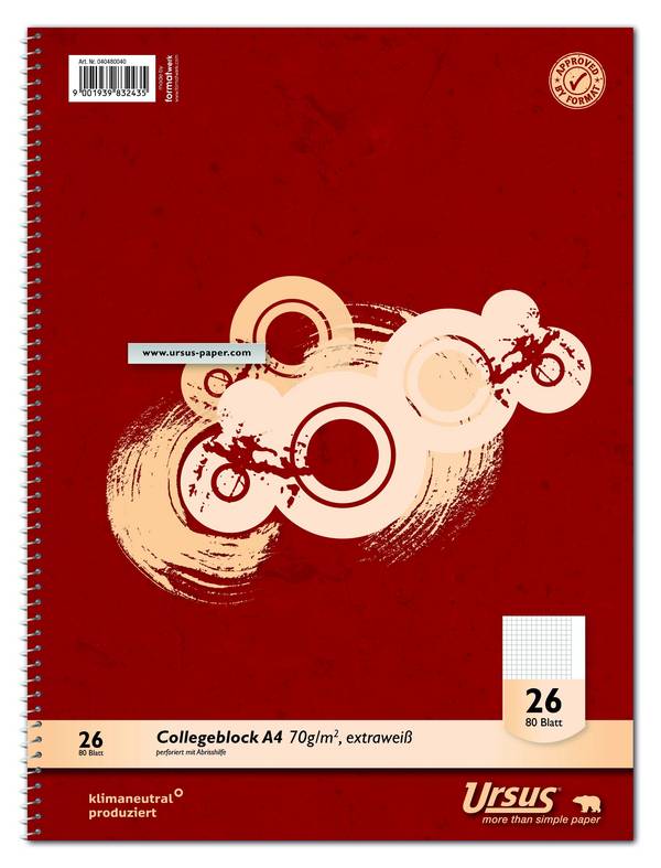 Collegeblock LIN26 A4 80 Blatt 70g/qm 5mm kariert mit