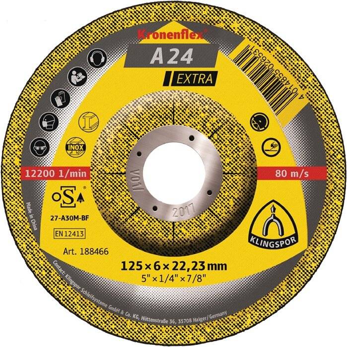 Schruppscheibe gekröpft A24 Extra 125x6mm KLINGSPOR - Artikel: 4014855026531-3