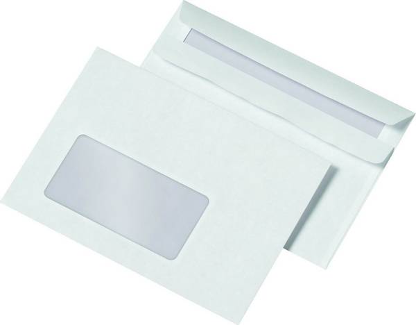 Briefumschläge C6 (162x114 mm), mit Fenster, selbstklebend, 72 g/qm, 1.000