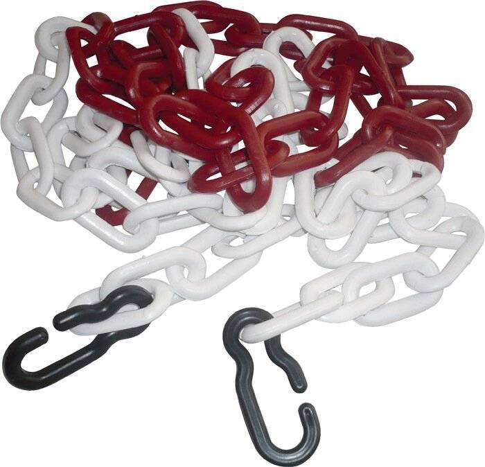 Kunststoffkette Pollux, Flachprofil, rot/weiß, 3 m-4