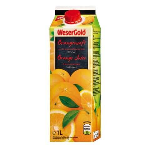 Orangensaft 100%, 8x1,0L WESERGOLD 32803-0