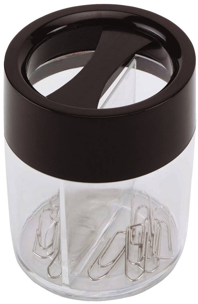 Büroklammernspender, rund - schwarz/transparent, Ø 58 x 72 mm-4