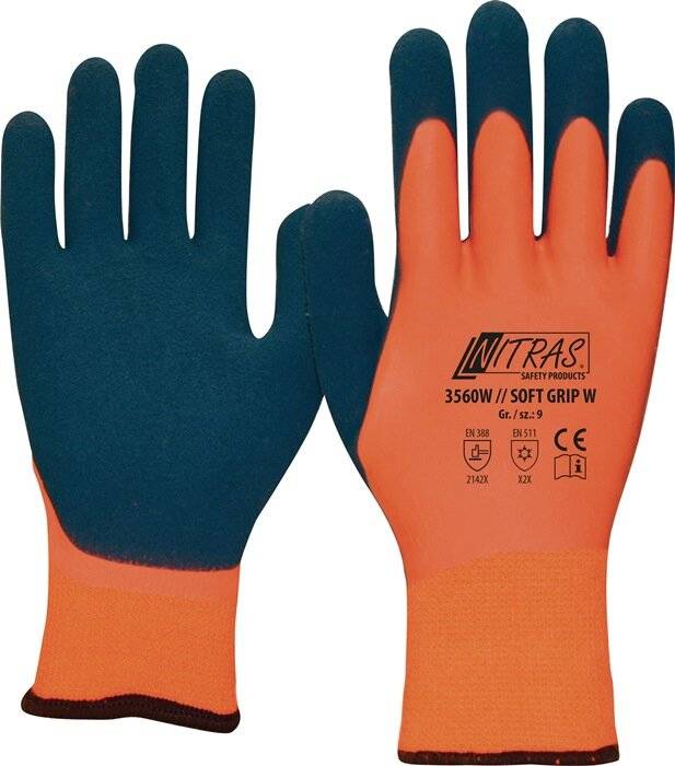 Kälteschutzhandschuh SOFT GRIP W Gr.10 orange/dunkelblau EN 388,EN 511 PSA II-0