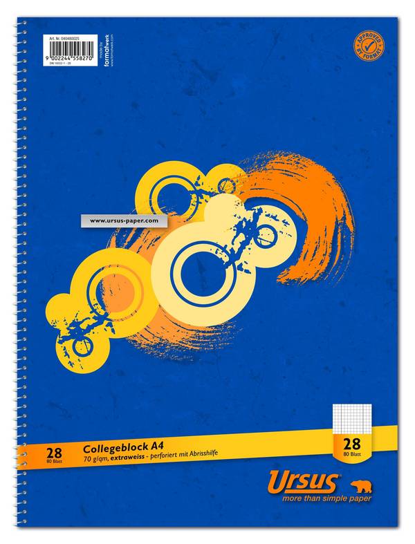 Collegeblock LIN28 A4 80 Blatt 70g/qm 5mm kariert mit