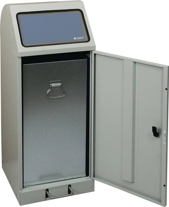 Wertstoffsammler 70l H1000xB400xT380mm lichtgrau verz. Einsatz,Trethebel STUMPF-4