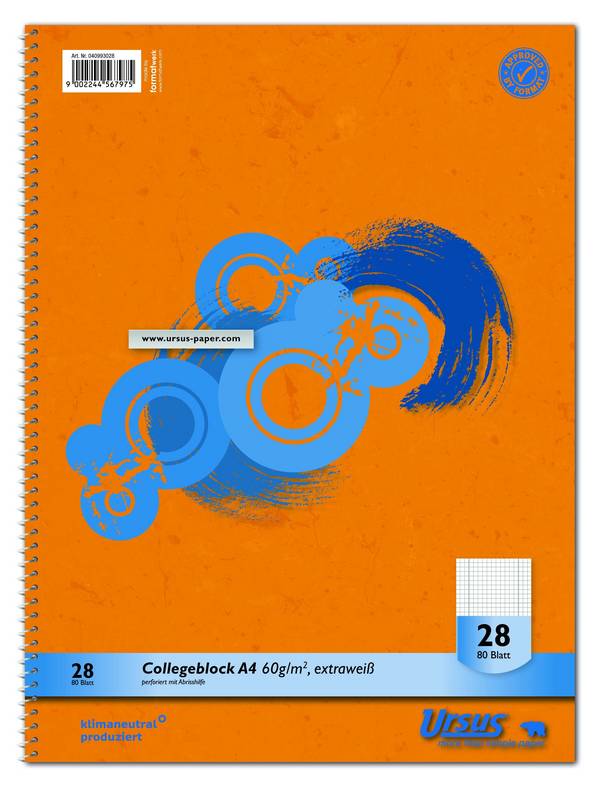 Collegeblock LIN28 A4 80 Blatt 60g/qm 5mm kariert mit