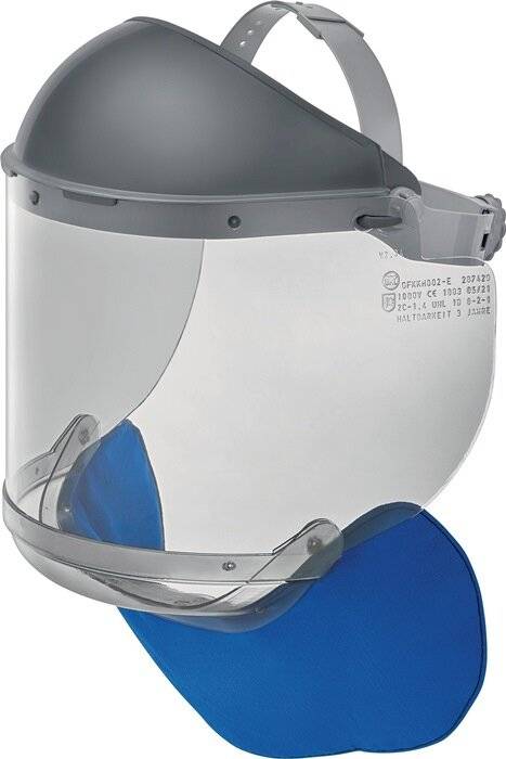 Elektriker Gesichtsschutz GFKKH002-E PC,grau 550x200x2mm EN 166,EN 170,GS-ET 29-2