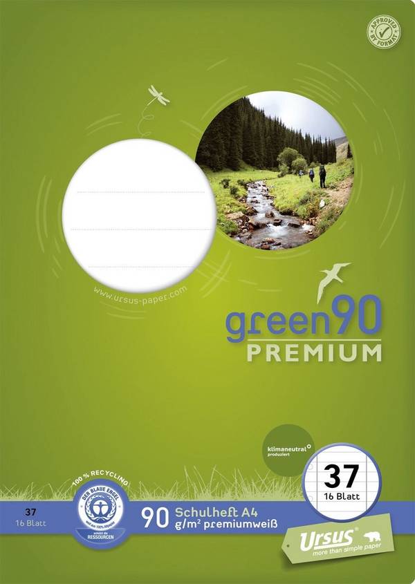 Heft - LIN37, A4, 16 Blatt, 80 g/qm, 9 mm liniert mit Randlinien, gelocht,