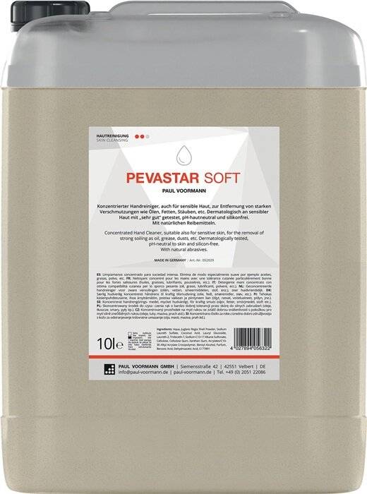 Handreinigung PEVASTAR SOFT 10l silikon- u.lösemittelfrei Kanister PAUL VOORMANN-2