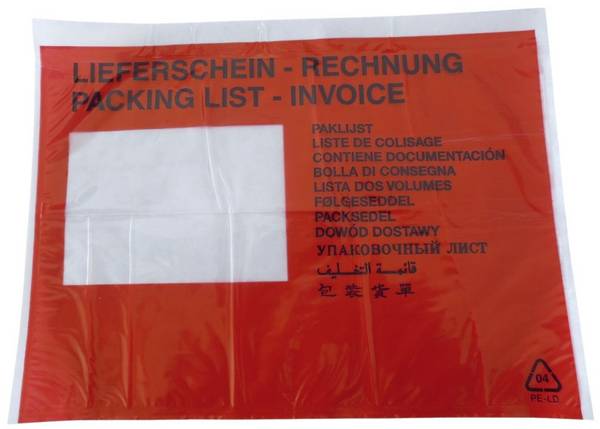 Begleitpapiertaschen mit Aufdruck Lieferschein - Rechnung, C5, 250