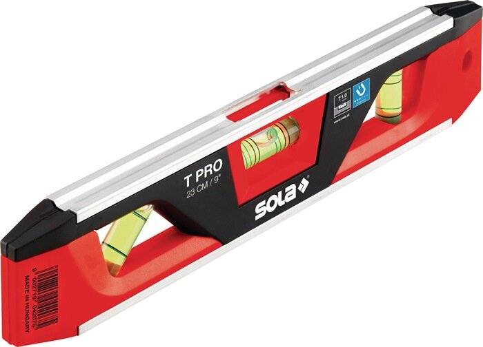 Torpedowasserwaage T PRO 23cm Aluminium/ABS Ku.rot/schwarz 1 mm/m 1 mm/m SOLA-4