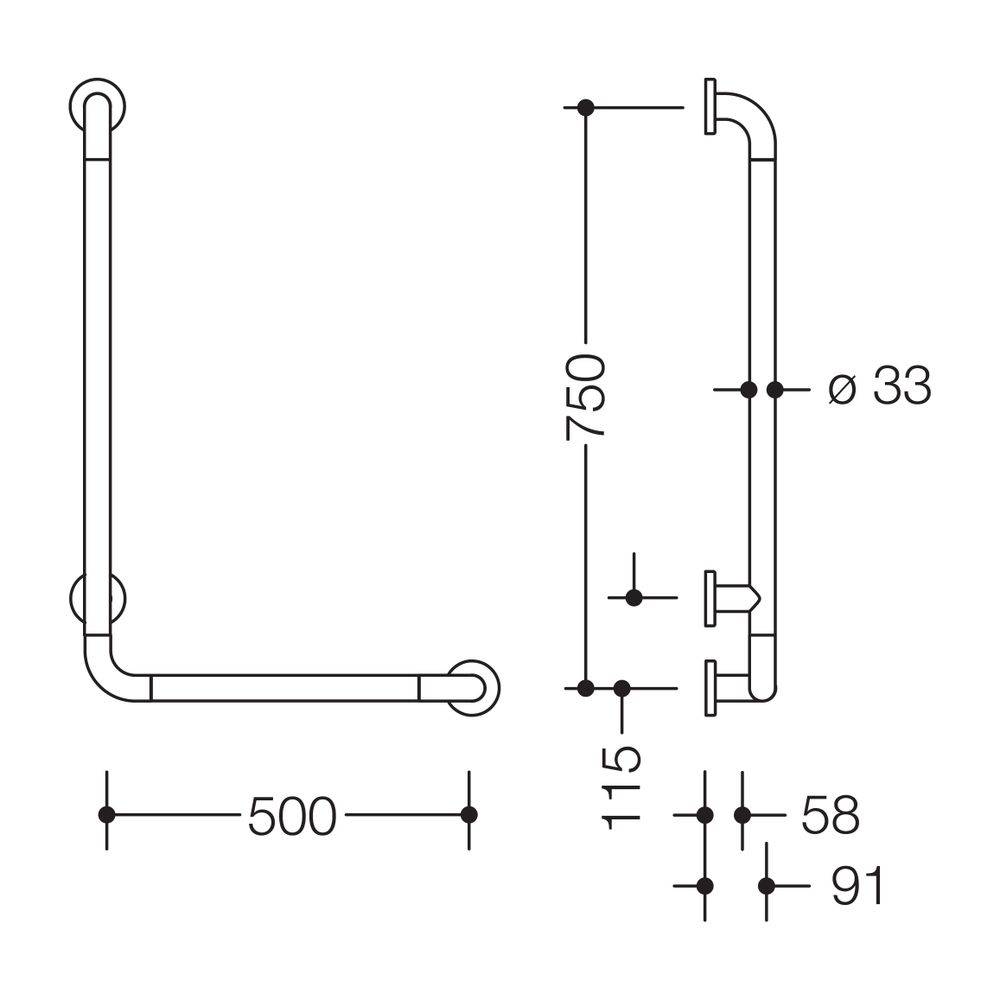 HEWI Winkelgriff Serie 801 D 33, Aluminium-Kern, 750x500 mm anthrazitgrau-1