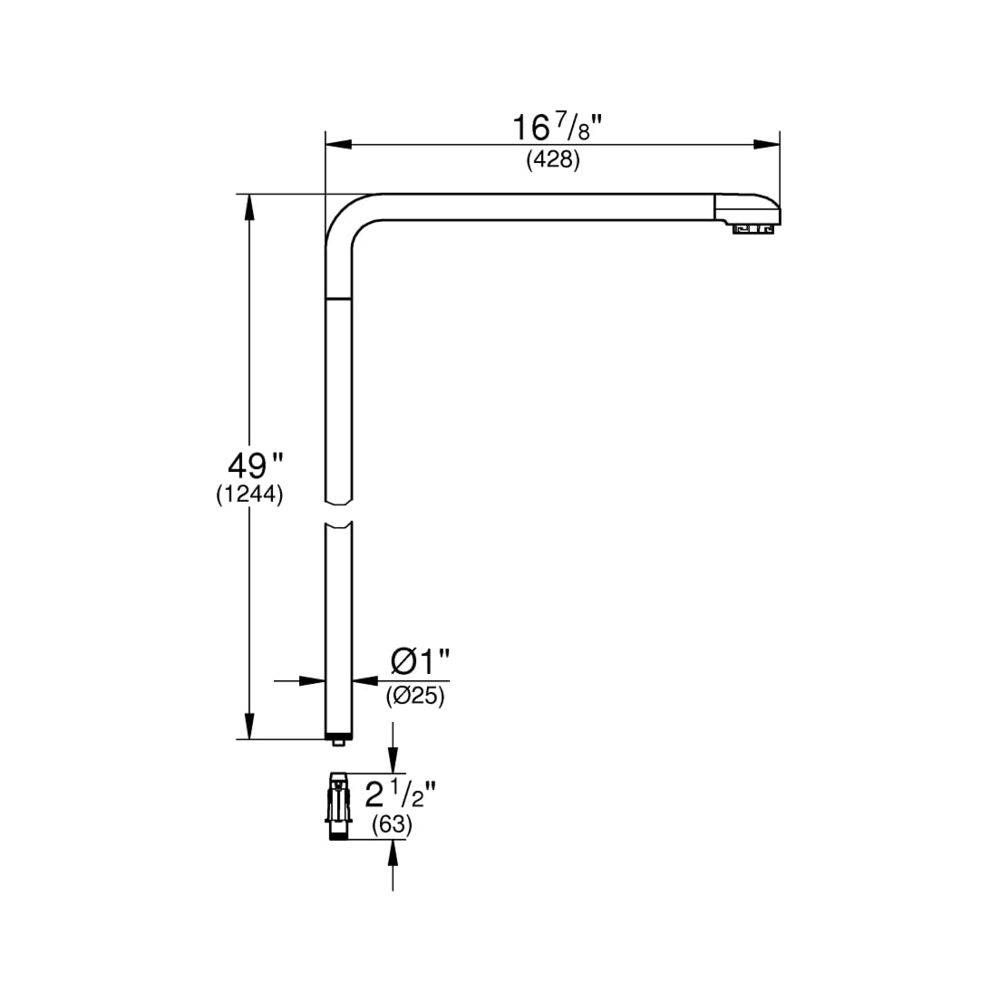 Grohe Ersatzrohr 15cm länger für Euphoria SmartControl Duschsysteme 26507 und 26508, Chrom, 48497000-2