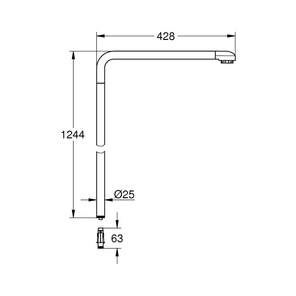 Grohe Ersatzrohr 15cm länger für Euphoria SmartControl Duschsysteme 26507 und 26508, Chrom, 48497000-3