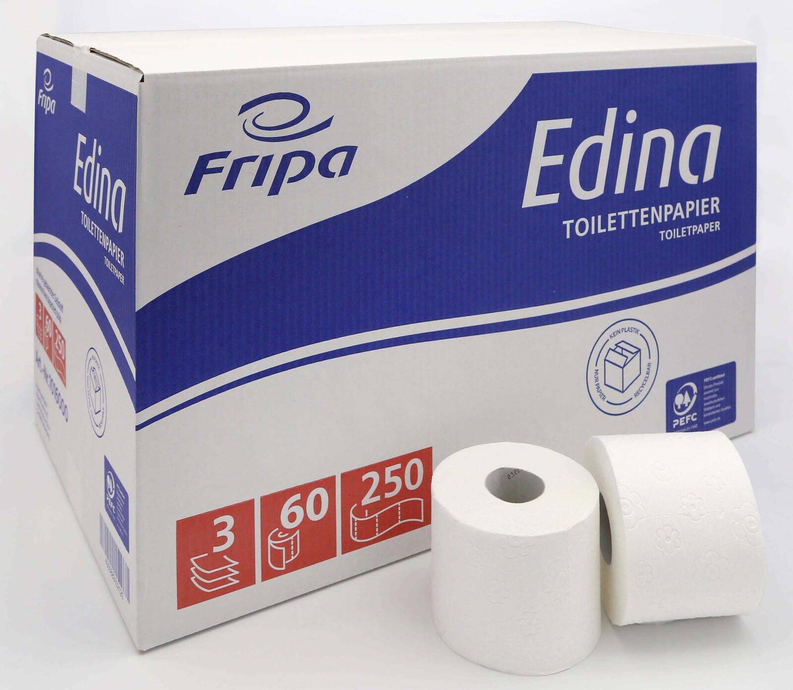 Toilettenpapier Edina 1016000 3lg 60x250 Stück-0