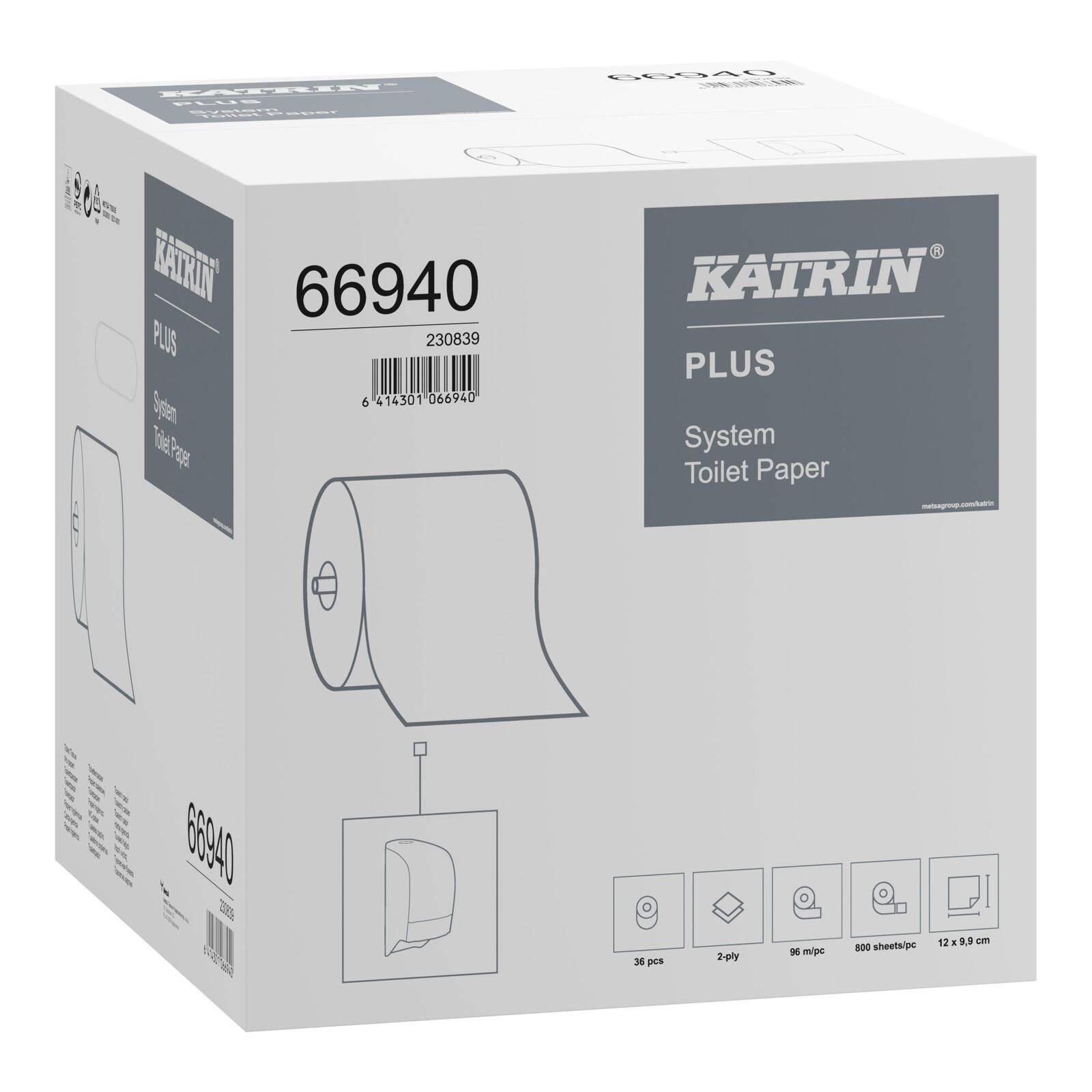 Toilettenpapier Plus System Toilet 800 - 2-lagig weiß 36 Rollen à 800 Blatt.