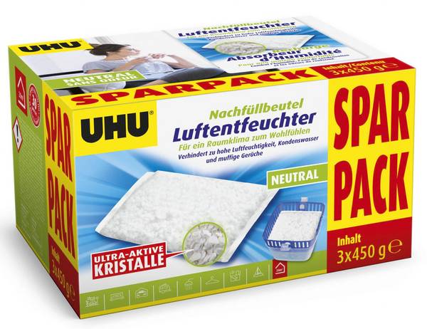 UHU - 3 AIR MAX Raumentfeuchter Nachfüllpack 3x 450.0 g