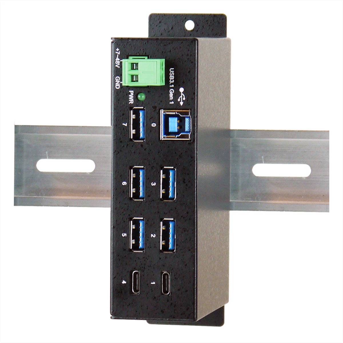 EXSYS EX-1197HMS 7 Port USB 3.2 Gen1 HUB mit 2xC-Buchse 15KV Surge protection-0