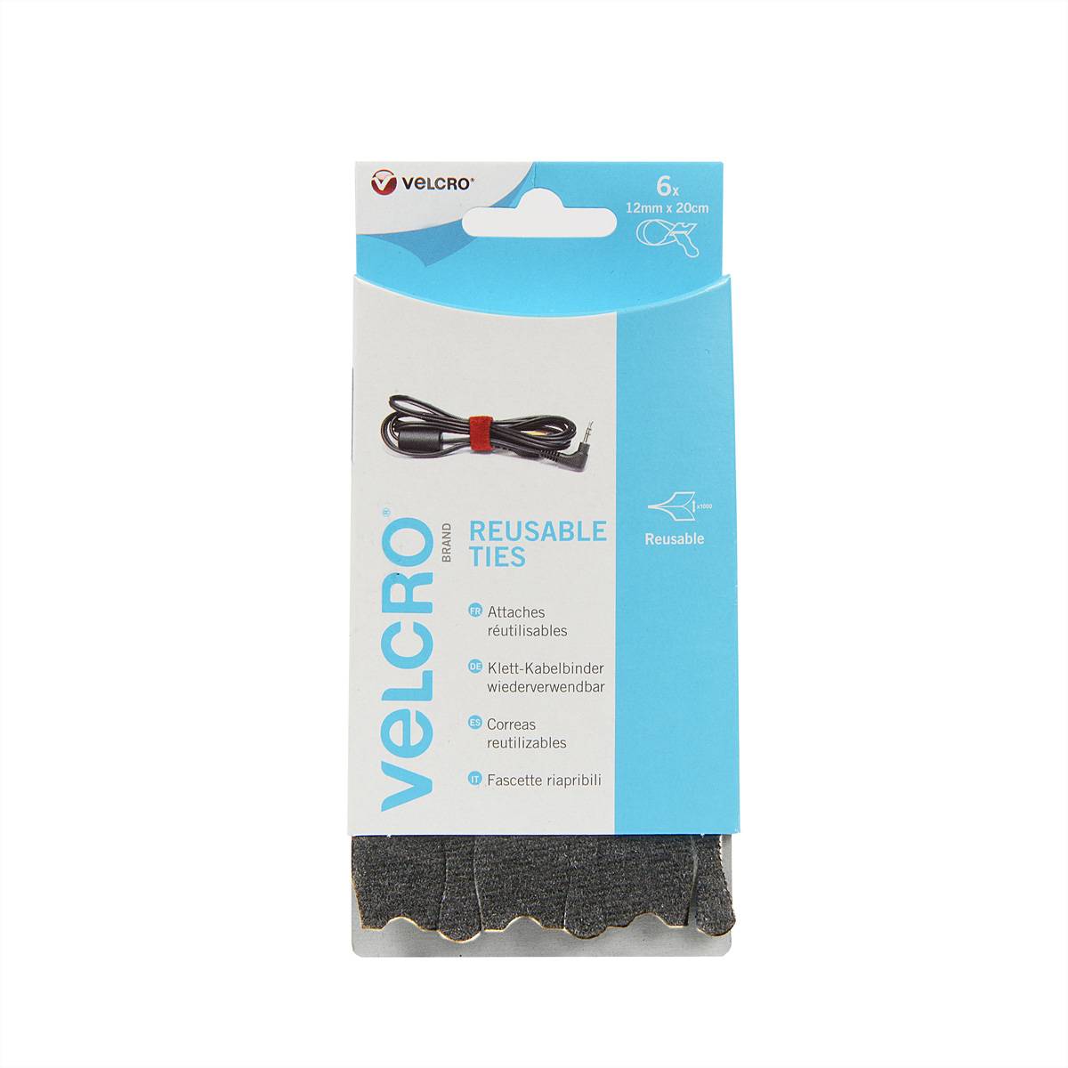 VELCRO® ONE-WRAP® Wiederverwendbare Klettstreifen, ONE-WRAP® Streifen 12mm x 20cm x 6 Schwarz-1