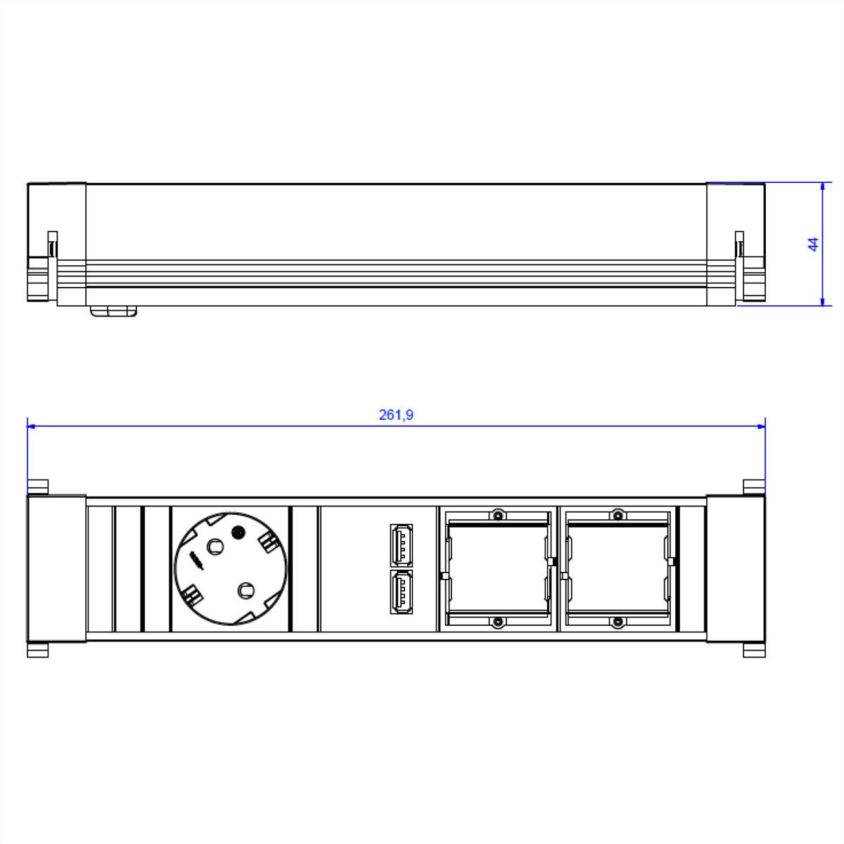 BACHMANN POWER FRAME Medium 1x Schutzkontakt 1x USB Charger 2x ABD-2