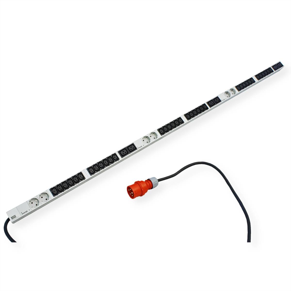 BACHMANN IT PDU ALU 1HE 36x C13 6x Schutzkontakt 6x C19 CEE 3x 16A rot-2