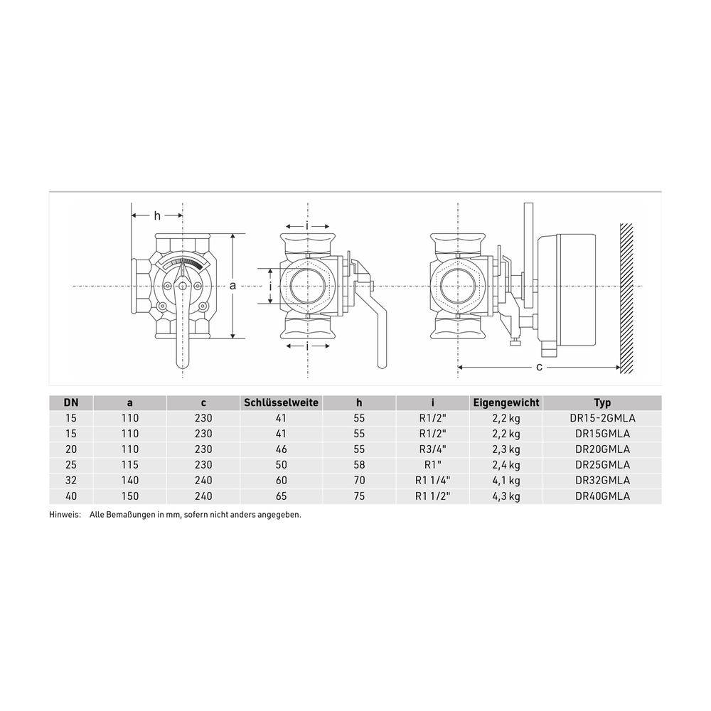 Resideo 3-Wege-Muffenmischer DR GG 20, PN 6, gerade DN 32, Grau-2