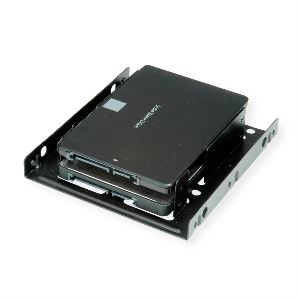 ROLINE Montageadapter, 3,5 Zoll Rahmen für 2x 2.5 HDD/SSD, Metall, schwarz-3