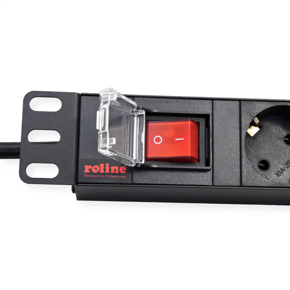 ROLINE 19-Zoll-Steckdosenleiste 8fach, mit Ein-/Aus-Schalter, schwarz, 2 m-3