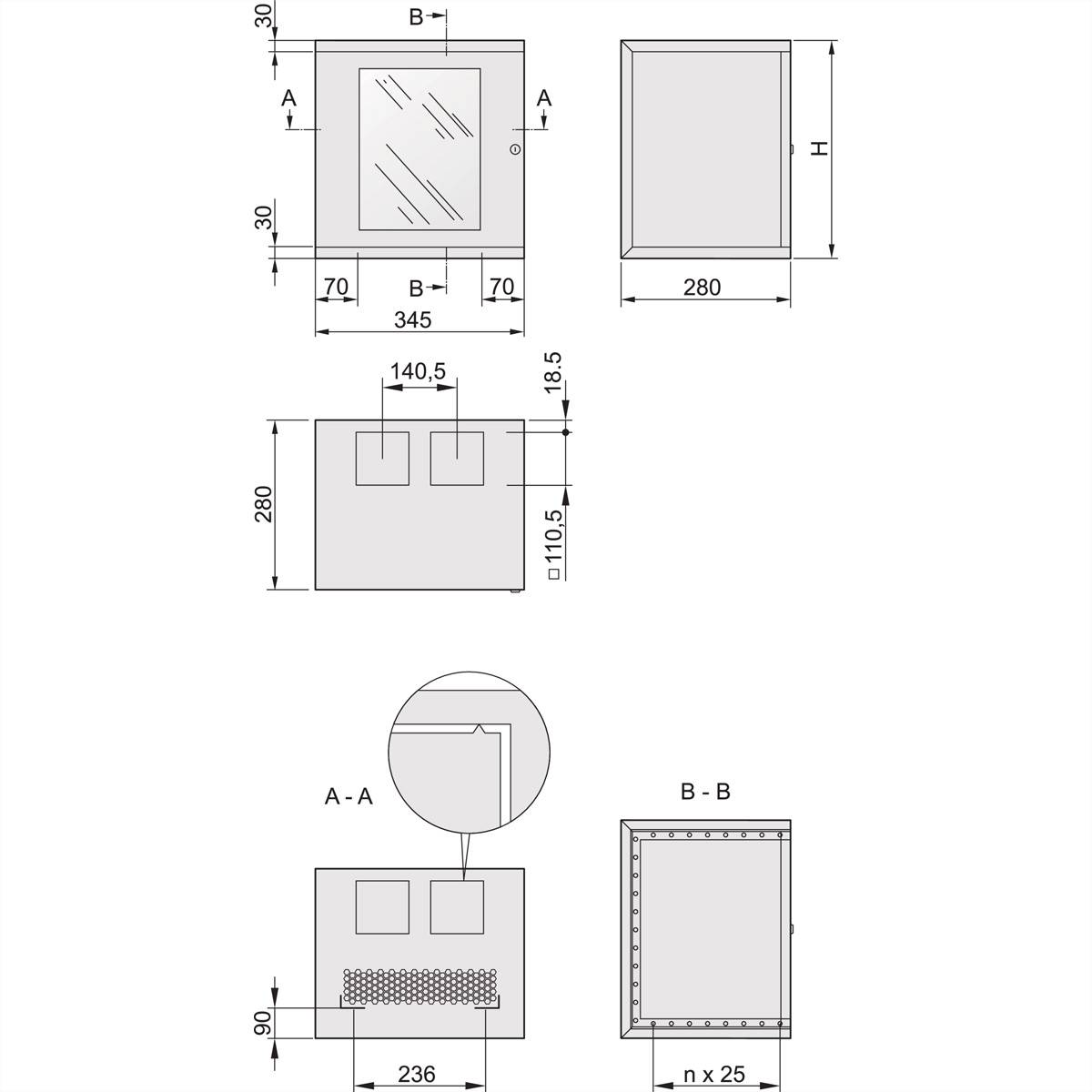 nVent SCHROFF 10238-152 10 Zoll Netzwerkschrank (B x H x T) 280 x 462 x 345 mm 8 HE Schwarz, Grau-1
