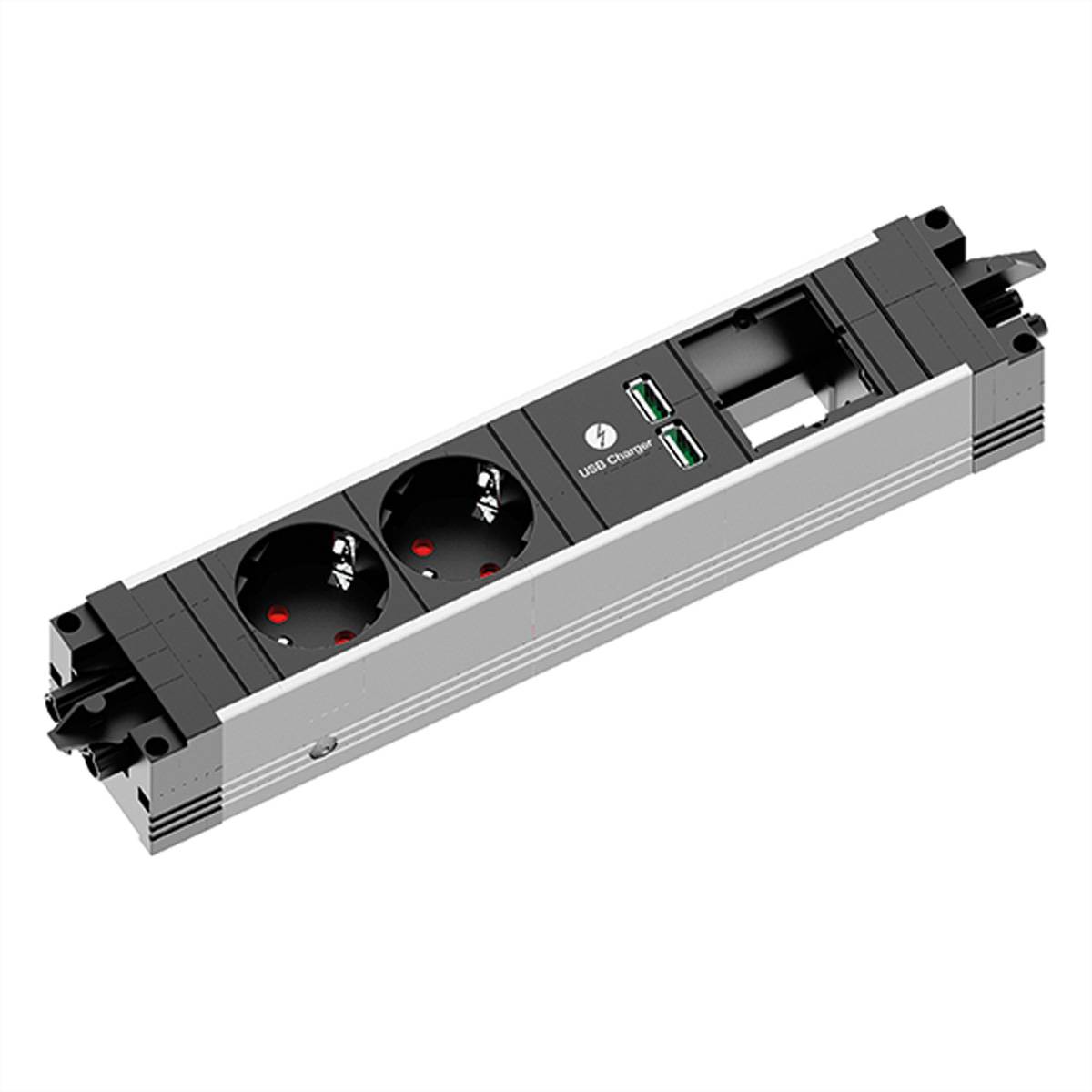 BACHMANN STEP ALU 2xCEE7/3 1xCM 1xUSB Charger GST18-0